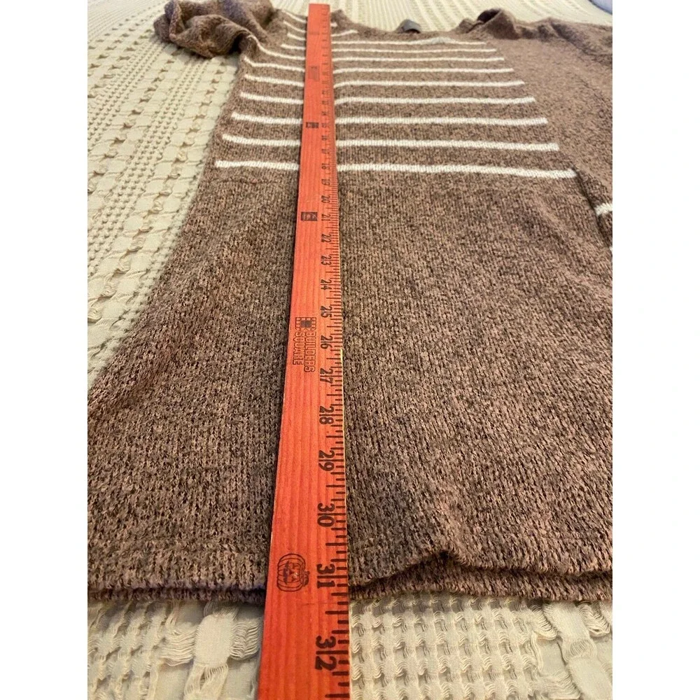 Cherish Knit Sweater Dress Size Small Striped Mauve-Beige‎ Light Fuzzy Stylish !